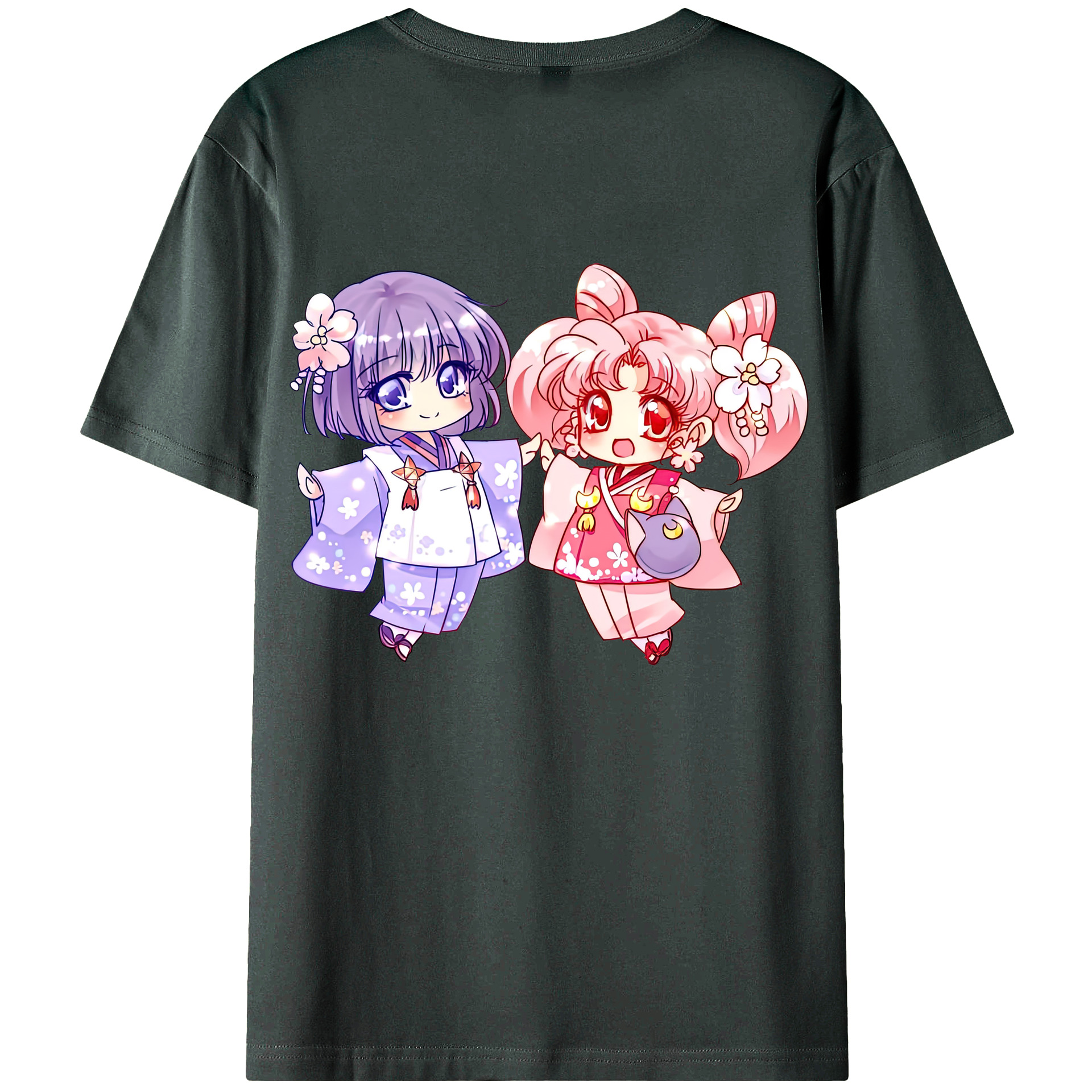 （画像用） 美少女戦士セーラームーン ちびうさ Sailor Moon Chibiusa Tsukino Usagi Small Lady Serenity 綿100％ メンズ半袖Tシャツ（バックプリント） 通気性